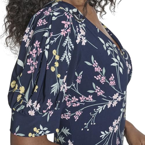 Image of Tommy Hilfiger Women's Short Puff Sleeve V-Neck Shift Mini Dress
