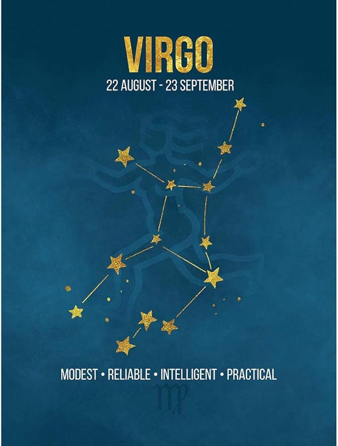 Wee Blue Coo Zodiac Star Sign Birthday Astrology Blue Virgo Unframed Wall Art Print Poster Home Decor Premium