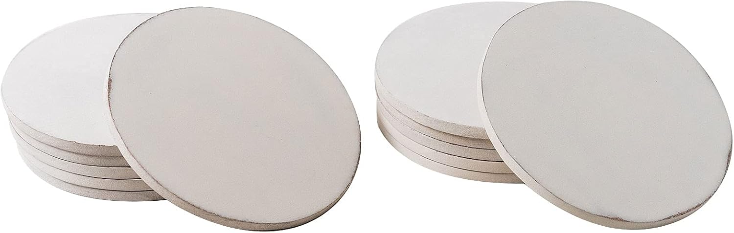IVEI MDF DIY Coasters Wood Sheet Craft with Primer -MDF Plain Wooden Coasters Round Shaped Blank Cutouts for Painting Wooden Sheet Craft, Decoupage, Resin Art Work Set of 12 (3.5 * 3.5 * 0.25 Each)