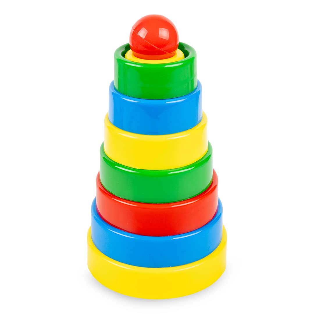 RATNAS Pyramid Shape Stacker Multicolour Rings Tower | Geometric Shape Recognition, Sorting, Stacking and Plugging Educational Learning Toy Game for Infants & Toddlers (B0C857WJ12) Amazon Price History, Amazon Price Tracker