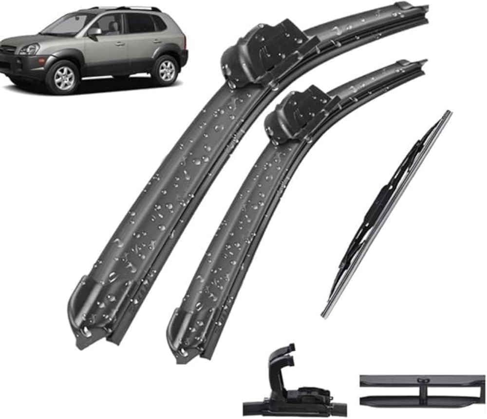 NYSLDSCO Premium Exact Fit Windscreen Wiper Blades for Hyundai Tucson JM 2004-2008 2009 24 + 16 + 13 inches Durable Natural Rubber Easy Fit for a Quiet and Streak Free Wipe