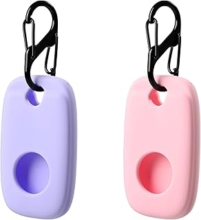 Silicone Case for Tile Pro 2022 with Keychains, 2 Pack Anti-Scratch Protective Cover with Carabiner (Pink/Purple)