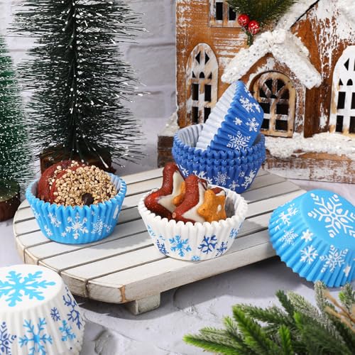 Caissettes cupcake flocon de neige Whaline rigides qui ne se déforment pas à la cuisson