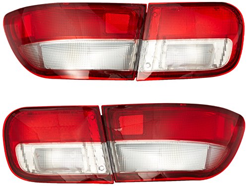 SPEC-D TUNING Red Clear Lens Tail Lights Compatible with 1992-1995 Honda Civic 2 Door Coupe, 1992-1995 Honda Civic 4 Door Sedan Left + Right Pair Assembly
