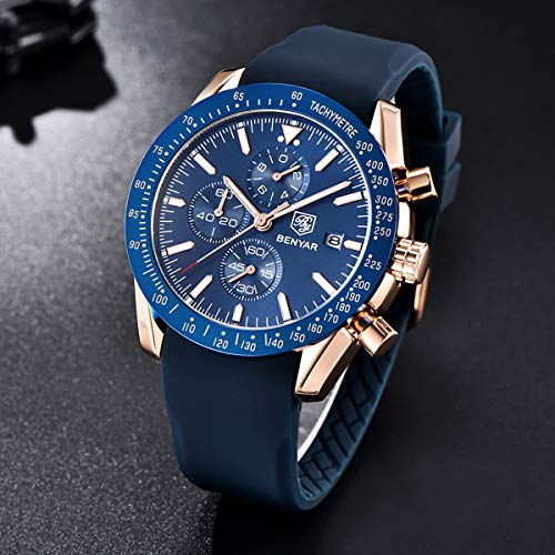 By Benyar Men’s Watch Amazon Analog Waches For Man Sport Work Waterproof Chronograph Watches Men Stylish Minimalist Classic Men's Wrist Watch With Leather Band Unque Gifts For Men #TOP3