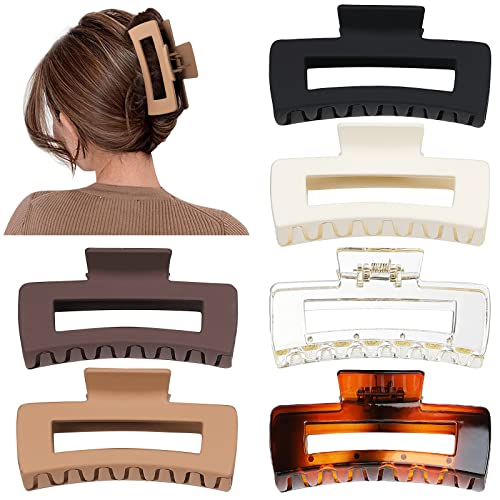 Wolfway 4 Inch Big Hair Clips 6 Pcs claw clips for Thick Hair Large Rectangular Claw Clips for Women and Girls Big Nonslip Acrylic Banana Jaw Clips Hair Accessories - Image 3