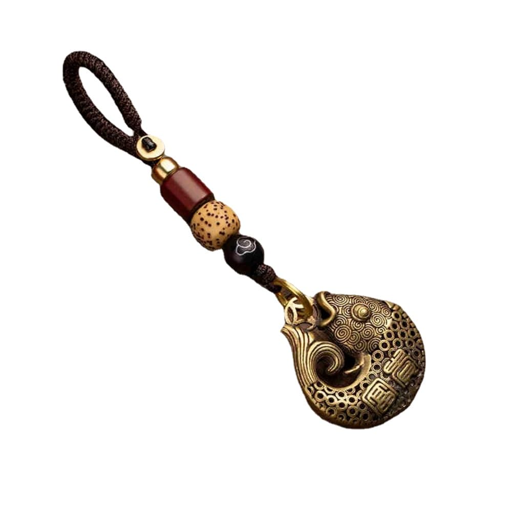 DFHEsdfD Keyring pendants, Lucky Fish Brass Car Key Chain Pendant Jewelry Vintage Chinese Style Handmade Woven Rope Keychain