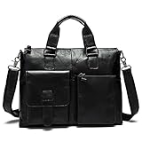Harrms Genuine Brown Leather Shouler Briefcase,Laptop Bags For Men 100% Italian Cowhide