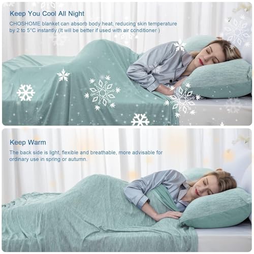 Image of CHOSHOME Cooling Blanket for Hot Sleepers Lightweight Summer Cold Thin Blankets for Sleeping, Hot Flashes Night Sweats, Soft Blanket for Bed, Twin Size, Green
