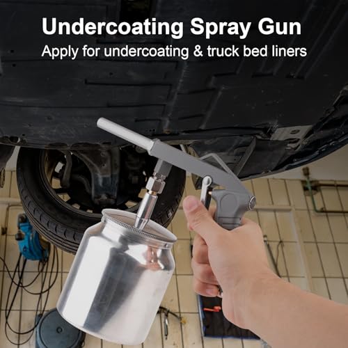 Image of Undercoating Spray Gun Kit with 25oz Suction Feed Cup | Pneumatic Automotive Sprayer for Truck Bed Liner, Rubberized Undercoat, Rust-Proof & Chip Guard Paint