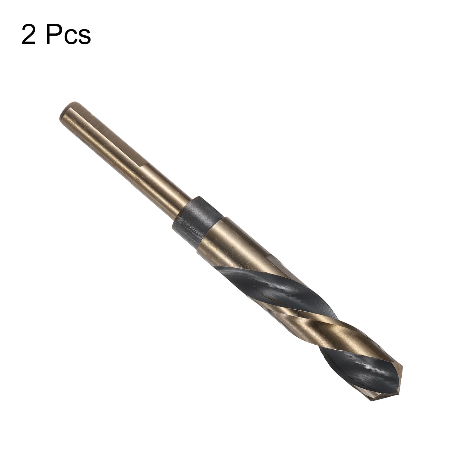 QUARKZMAN 2 Piezas Brocas Espirales Con Vástago Reducido 16.5mm Acero Rápido 4341 Recubiertas De Nitruro Negro Y Titanio Dorado Con Vástago De 10mm Para Acero Inoxidable Aleación Metal