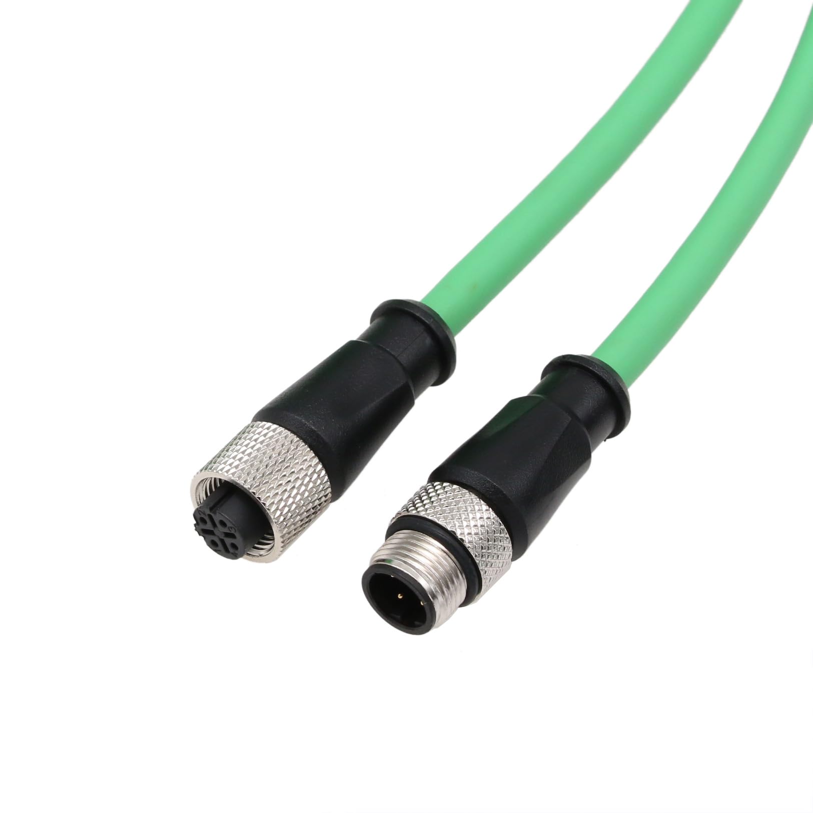 HangTon Ethernet Camera M12 4 Pin D Code Male to M12 4 Pin D Code Female Extension Cable for Industrial Application Network CAT5e Shielded Flexible 1m