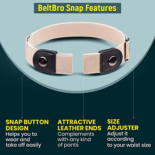 BeltBro Snap No Buckle Elastic Belt for Men and Women — Fits all Belt Loops, Comfortable & Easy To Use, Pant Waist Tightener3