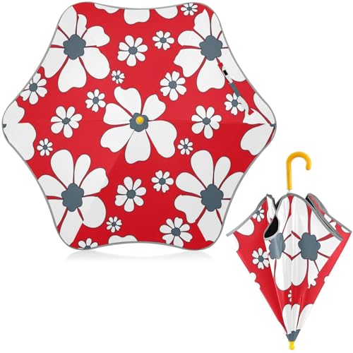 Paraguas infantil vintage blanco con flores para salidas escolares y paseos exteriores lluviosos