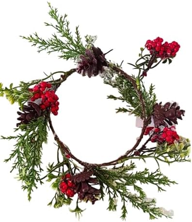 KINDU - Guirlanda Natalina com Pinhas e Frutinhas Vermelhas 20 cm...