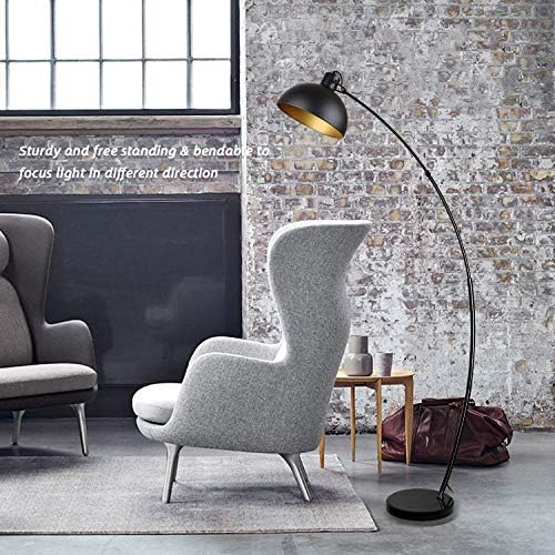 Floor lamp, Osasy Vintage Arc Floor Lamp,Retro Floor Lamps in Black-Golden,Adjustable lampshade, 1x E27 max. 60 Watt,165 cm Floor lamp Metal,for Reading, Living Room, Lounges