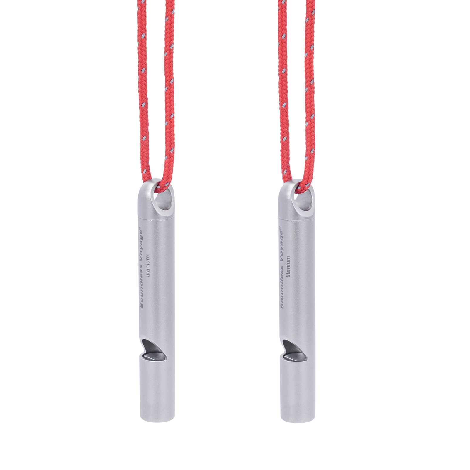 Boundless Voyage Titanium Emergency Whistles Camping Signal Whistle with Lanyard Loud for Boating Backpacking Fishing Kayak Dog Training Ti9014O 2pcs