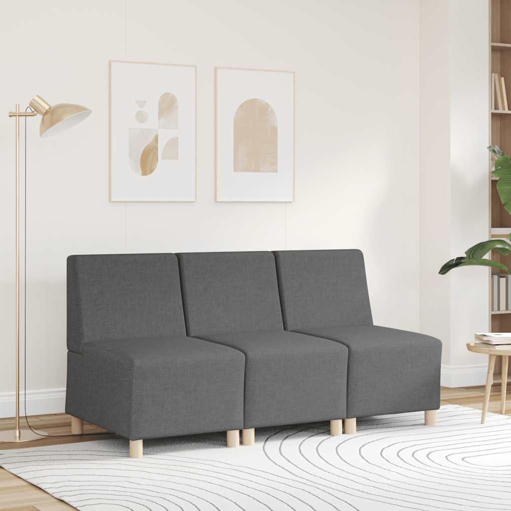Divano Modulare Senza Braccioli in Tessuto Grigio Scuro 55 cm