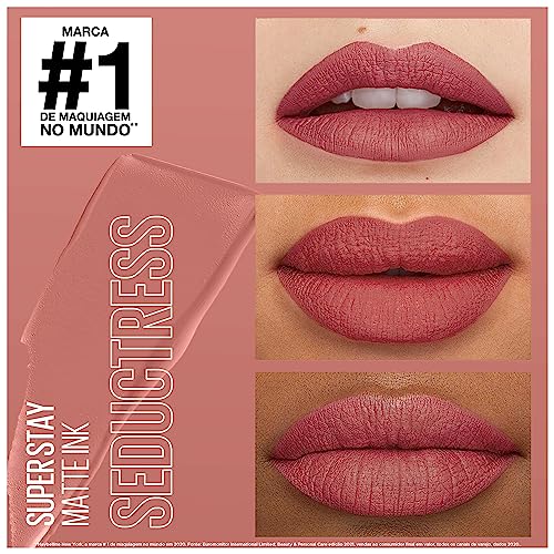 Maybelline NY Batom Líquido Matte Ink SuperStay Longa Duração 65 Seductress, 5ml