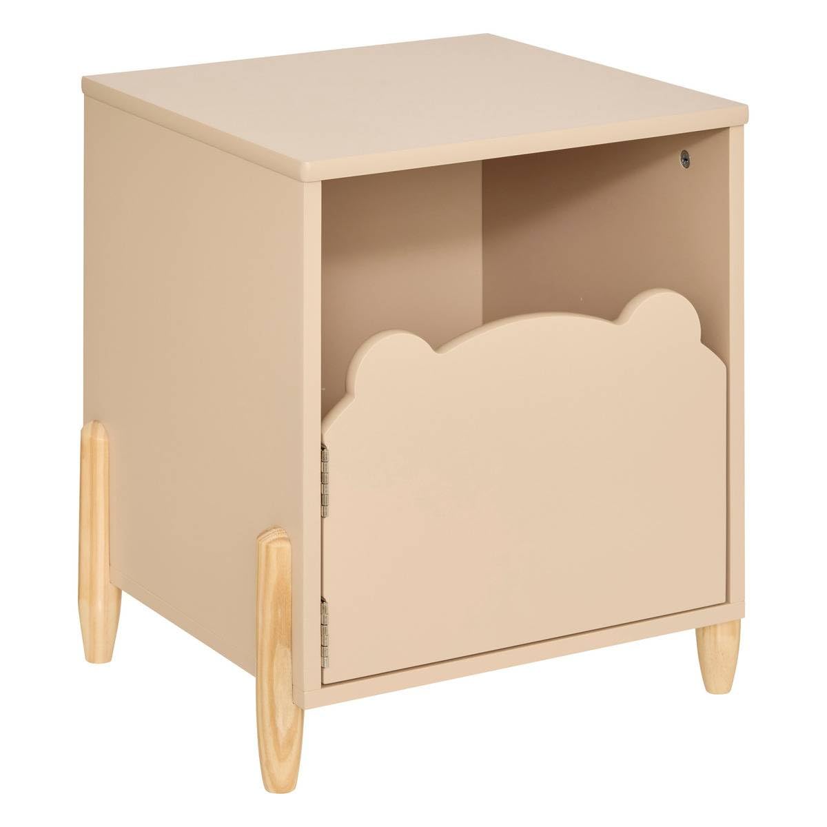 Atmosphera - Table de Chevet Enfant Douceur L 35,5 x H 40 cm, Porte Design Ourson, Pieds en Pin - pour Chambre, Meuble de Rangement
