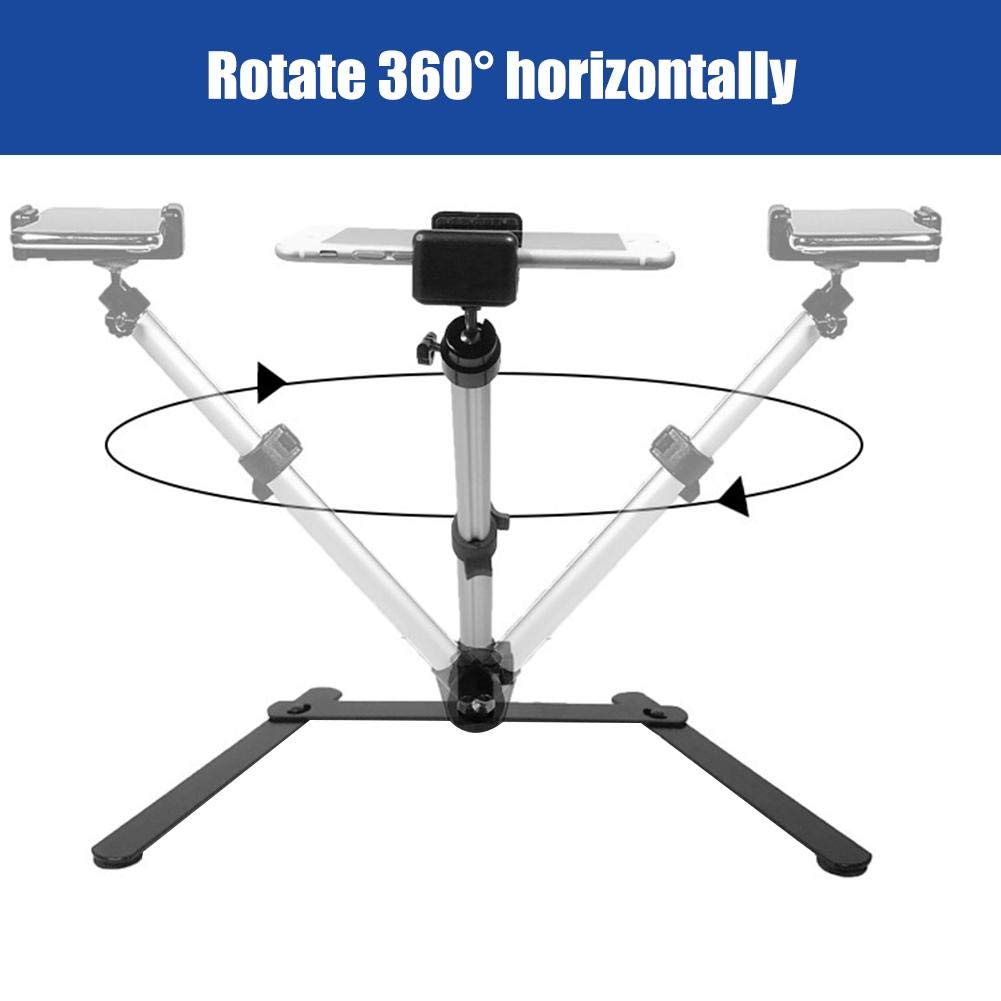 Topiky Trasmissione in Diretta Staffa del Supporto, Carico in Lega di Alluminio 2 kg Carico Regolabile a 360 ° Photo Studio Ripresa dall'alto Supporto per Copia Macro Fotografia Staffa