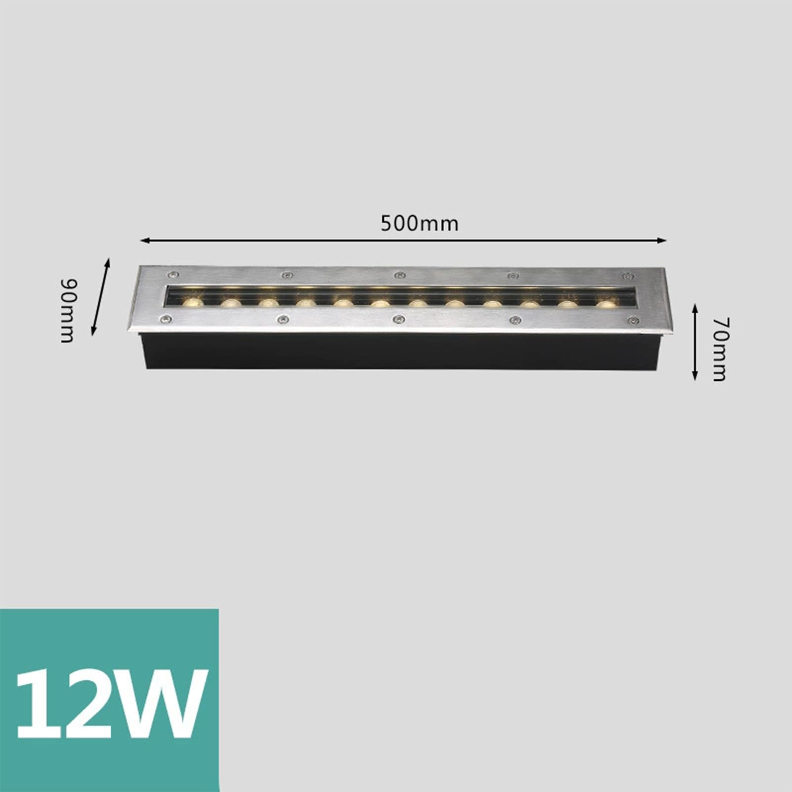 Striscia Luminosa A LED da Incasso A Bassa Tensione, Impermeabile Ip66, Dc12/24V, Ideale per Vialetti, Gradini, Cortili, Recinzioni, Giardini E Sentieri.,Yellow-12W-DC12V