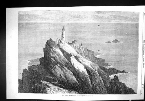 Copie Antique du Phare 1868 de Début d'Oiseau-Oeil-Vue Devon Angleterre Fi Du Sud… Copie Antique du Phare 1868 de Début d'Oiseau-Oeil-Vue Devon Angleterre Fi Du Sud…