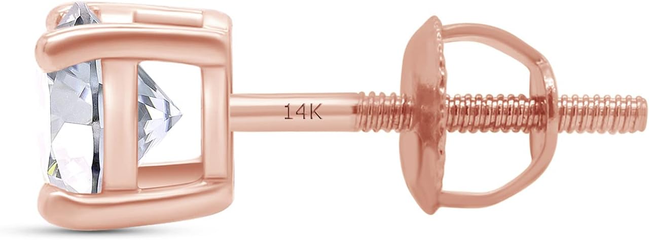 SAVEARTH DIAMONDS 14k Solid Gold Lab-Grown Diamond Single Stud Earring (0.40 cttw, I-J Color, VS2-SI1 Clarity) With Screw Back