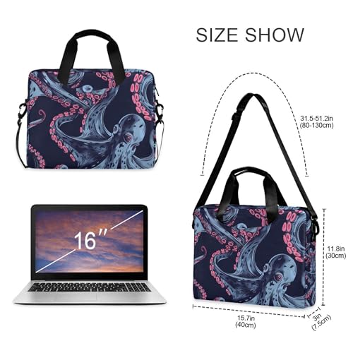 Funda maletín portátil con diseño pulpo rosa 13-15.6" miniatura 4