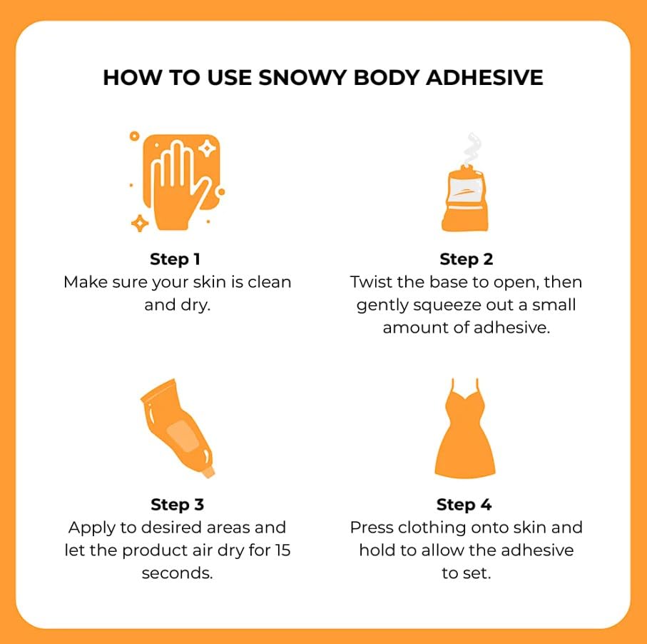 SNOWY OFFICIAL Body Adhesive – Liquid Fashion Tape, Safe for Skin, Sweat-Resistant, Hypoallergenic4