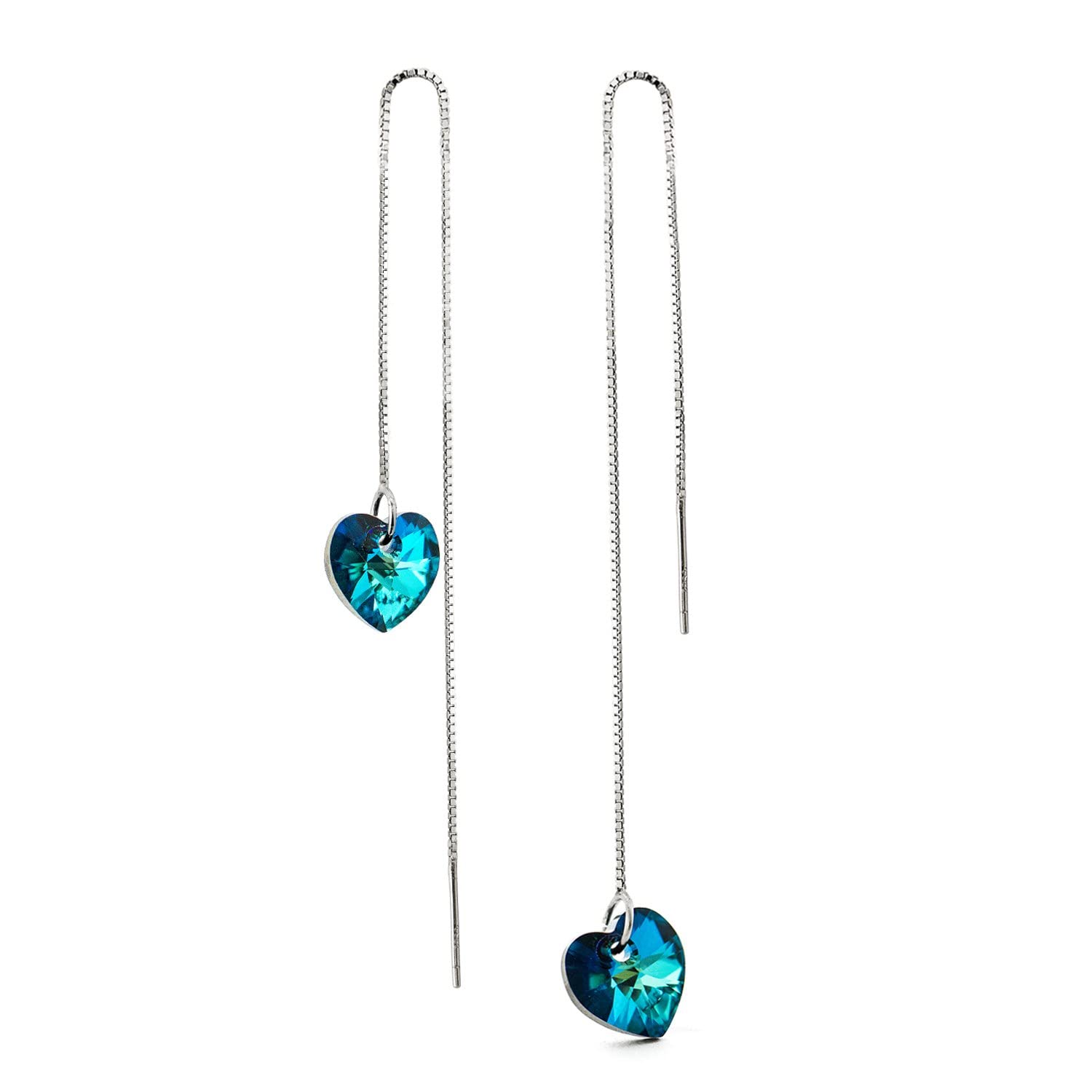 El Regalo 925 Silver Plated Heart Minimalist Long Thin Linear CZ Elegant Threader Dangle Chain Earrings for Girls & Women (Ocean Blue Heart Threader Earrings) (B09WD673HW) Amazon Price History, Amazon Price Tracker