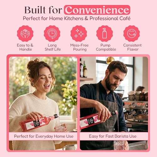 Image of 1883 Lavender, Rose, Hibiscus Syrups with Pumps (Floral Flavors) for Coffee & Drinks - 1 Liter Plastic Bottles (Pack of 3)