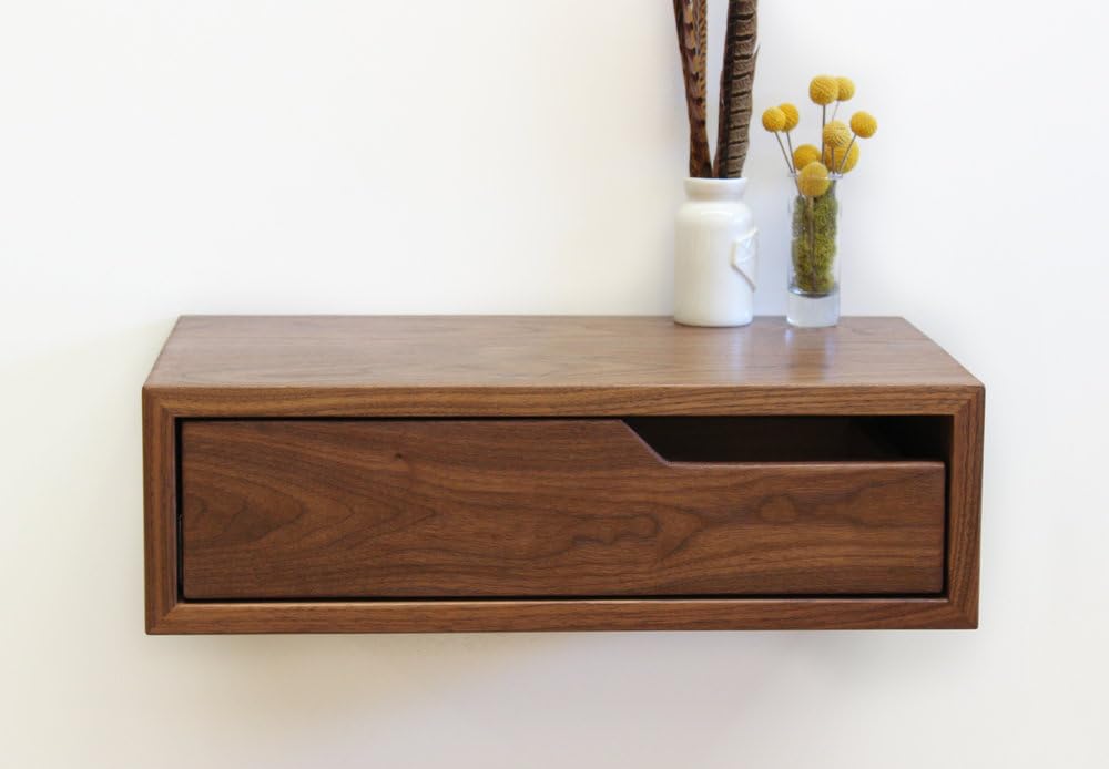 RuPS Sheesham Solid Wood Floating Bedside Table with One Drawer Wooden Side Table Nightstand for Bedroom (Single- 16" x 12" x 6")-image-15