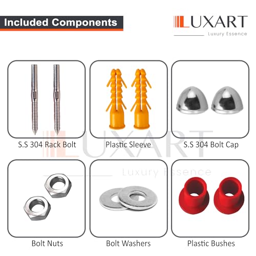 Image of LUXART Racks Bolt EWC & Wall Hung (SS 304) wall Mount Commode Rack Bolt 16mm thikness, installation screw set with full accessories for wall mounted commode