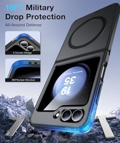 Image of NO.1 Magnetic for Samsung Galaxy Z Flip 7 FE Case Compatible with MagSafe[Military Grade Drop Tested][Translucent Matte][Anti-Fingerprint] Soft Silicone Bumper for Samsung Flip 7 FE Case,Black
