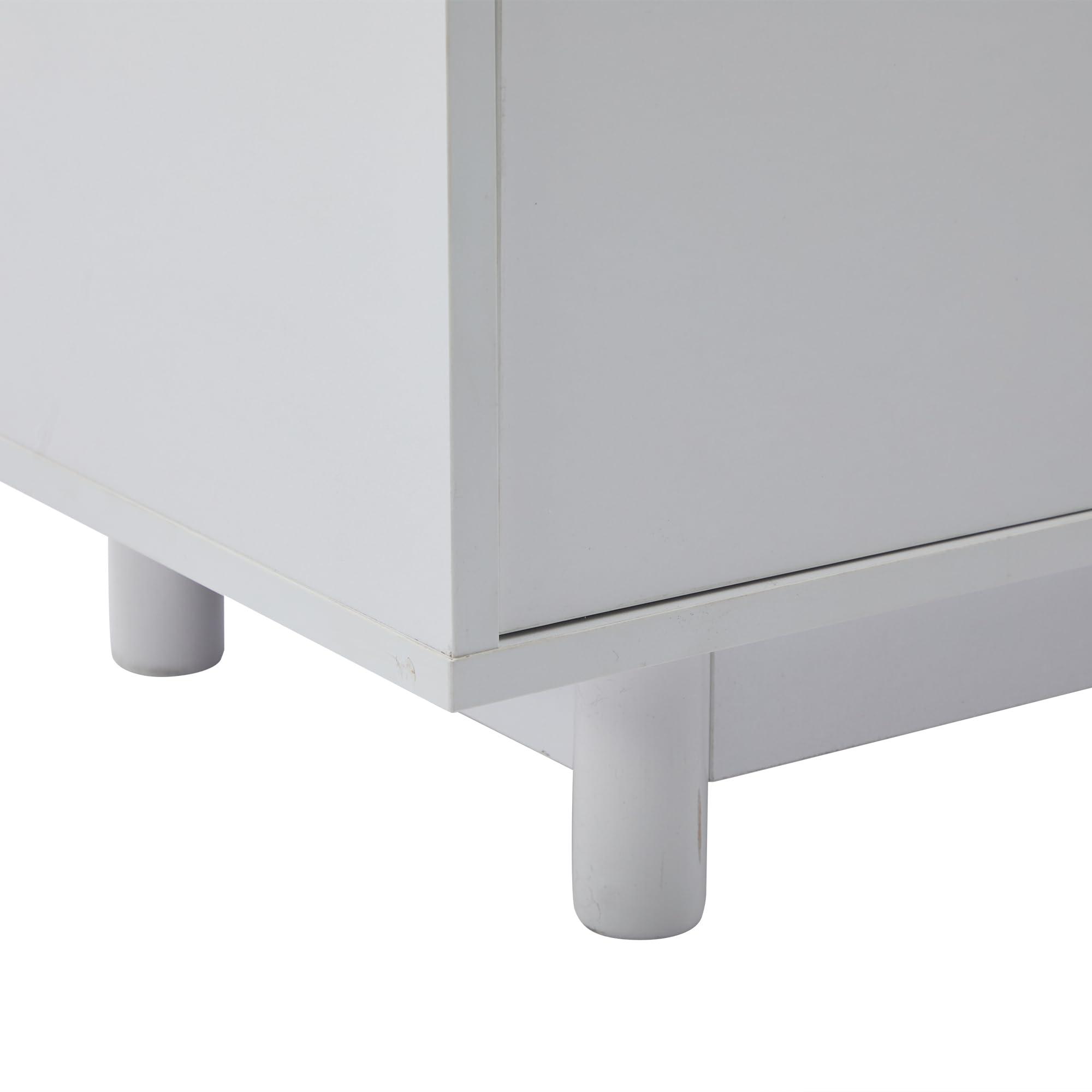 BTM TV-Schrank in geschwungenem Design, weiß, hochglänzend, Schranktür aus gehärtetem Glas, LED-Beleuchtung, geeignet als Unterhaltungsmöbel, Schlafzimmer, Wohnzimmer, 175 x 38 x 51 cm