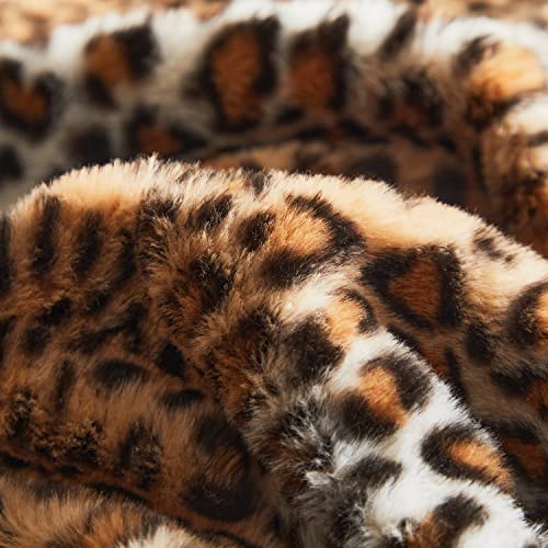 Jeyfull Fluffy Faux Fur Leopard Duvet Cover Set Queen Size Plush Animal Print Comforter Set Cover Luxury Shaggy Bedding Set 3 Piece, 1 Duvet Cover+2 Pillowcases #TOP5