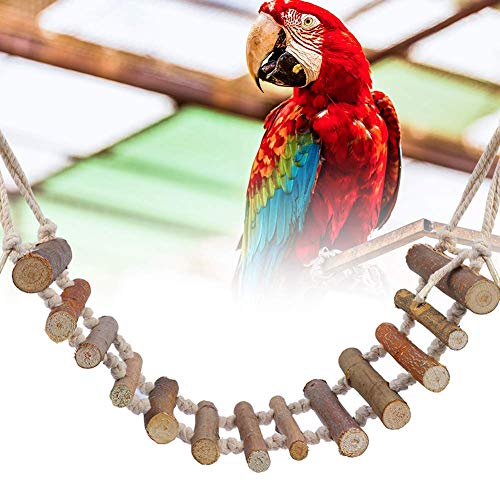 Parrot Natural Rope Wood Ladder Swing Toy Hanging Crawling Bridge Bird Ladder Rope Toys for Bird Parrot Climbing ChewingBird harness leash - Image 2