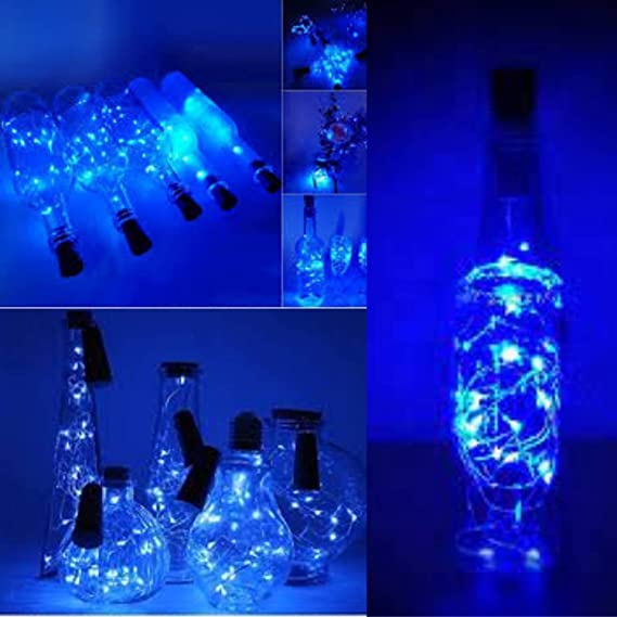 Image of Lexton Cork Light | Bottle Light | Blue Copper String Light | Cork String Light | 4 Pieces | for Valentine's Day, Room decor, Birthdays, Party,Diwali