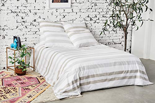 carol & frank Noland Stripe Tan Queen Duvet Cover Full/Queen Duvet Cover Tan