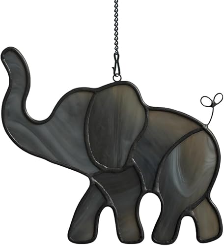 BOXCASA Bonito adorno de elefante para ventana, decoración de elefante, vitral, para colgar, regalos de inauguración de la casa, decoración de