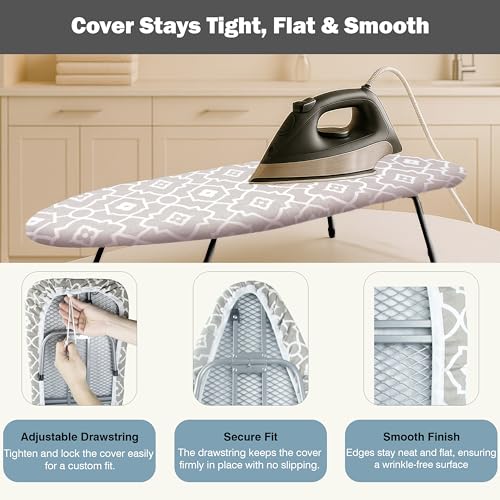 Image of Small Ironing Board Cover and Pad 12.5 inchx30 inch Small Iron Board Cover with Padding, Tabletop Mini Ironing Board Cover and Pad Small Size, Cotton Canvas,Heat Resistant, Drawstring Geometric