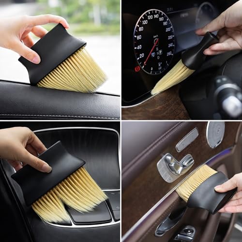 Image of Premium Car Interior Cleaning Brush | Soft Long Bristles Dashboard Dust Brush for AC Vents, Console, Door Panels | Multipurpose Detailing Brush for Car, Home & Office (Pack of 1)