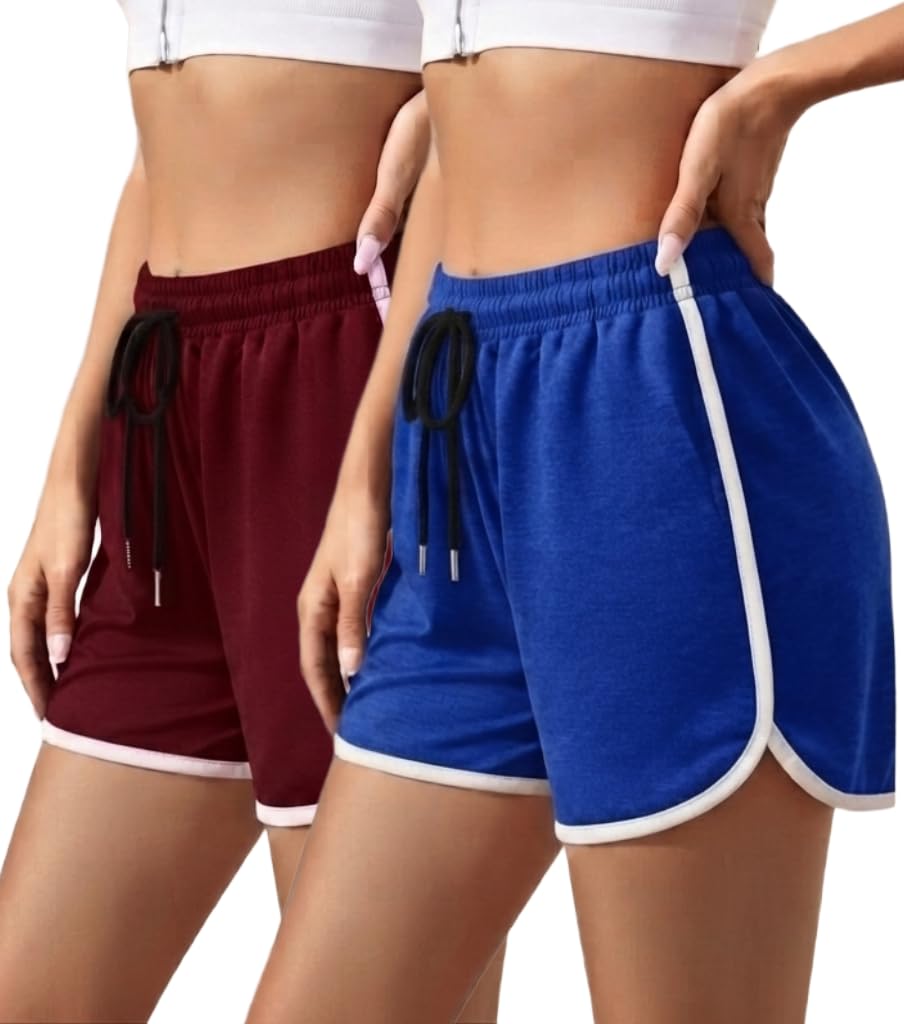 irana Women's Cotton Shorts | Shorts for Women | Women's Gym Shorts | Running Shorts for Women | Workout Shorts | Yoga Shorts | High Waist Shorts | Elastic Waist Casual Shorts-Pack of 2-picture-8