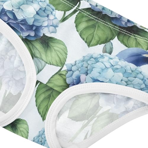 Cotton Girls Underwear Toddler Blue White Hydrangeas Floral Little Girl Panties Artistic Briefs Underpants 2t4