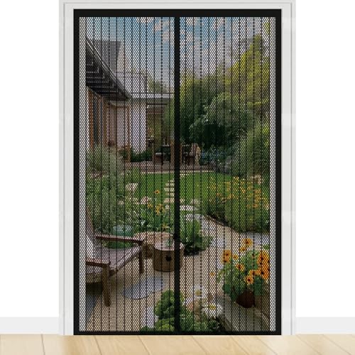 Moustiquaire porte-fenêtre 96x246 cm élégante rideau noir magnétique - 2
