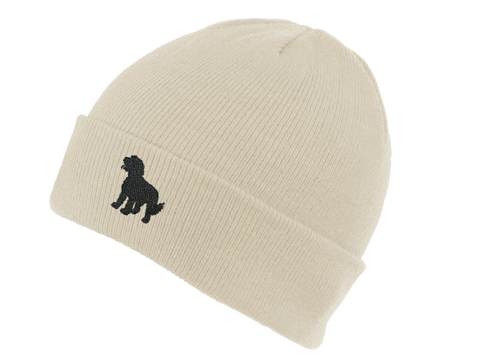 The House Of Dog Unisex Oatmeal Cockapoo Owner Gift. Classic Cuffed Beanie Ski Hat With Embroidered Design.