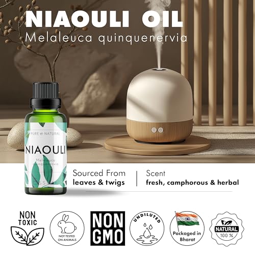 Image of Esslux Niaouli Essential Oil | 100% Pure Natural Oil for Skin, Hair & Aromatherapy (120ml) | Refreshing, Medicinal Scent Ideal for Diffusers, Massages, & DIY Projects