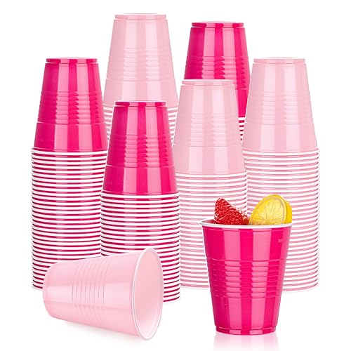 WELLIFE 12 OZ Pink Party Cups - 100 Pack Dual-Pink Cups Ideal for Valentines Day Birthday Parties Girls Party Princess-Themed Gatherings Bachelorette Parties