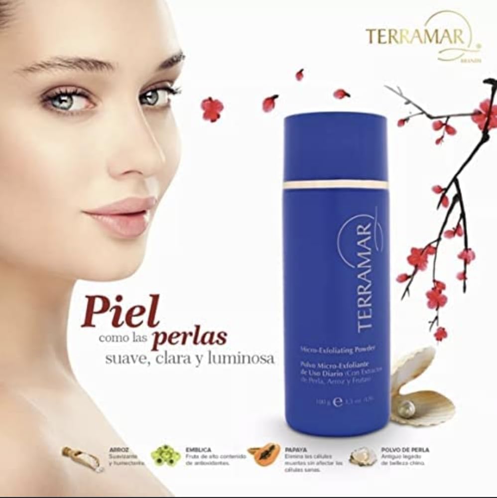 Terramar Micro-Exfoliating Powder Face Exfoliator with Pearl, Rice & Fruit Extracts